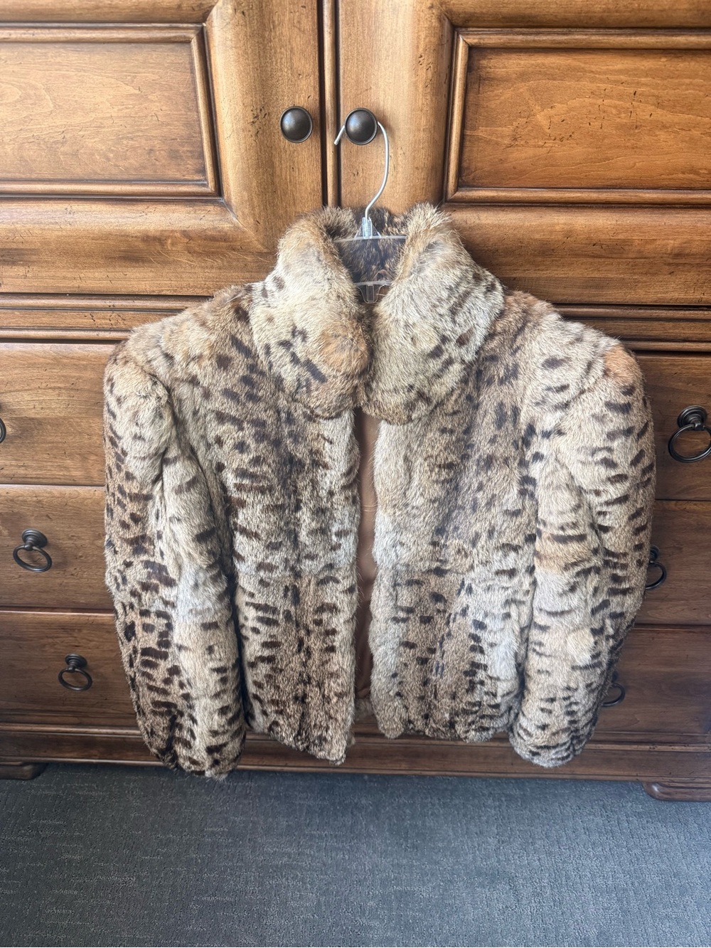 Rabbit Fur Animal Print Jacket - Neutral Tones